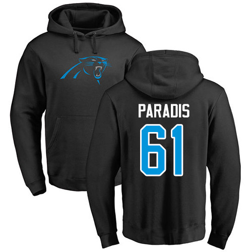 Carolina Panthers Men Black Matt Paradis Name and Number Logo NFL Football #61 Pullover Hoodie Sweatshirts